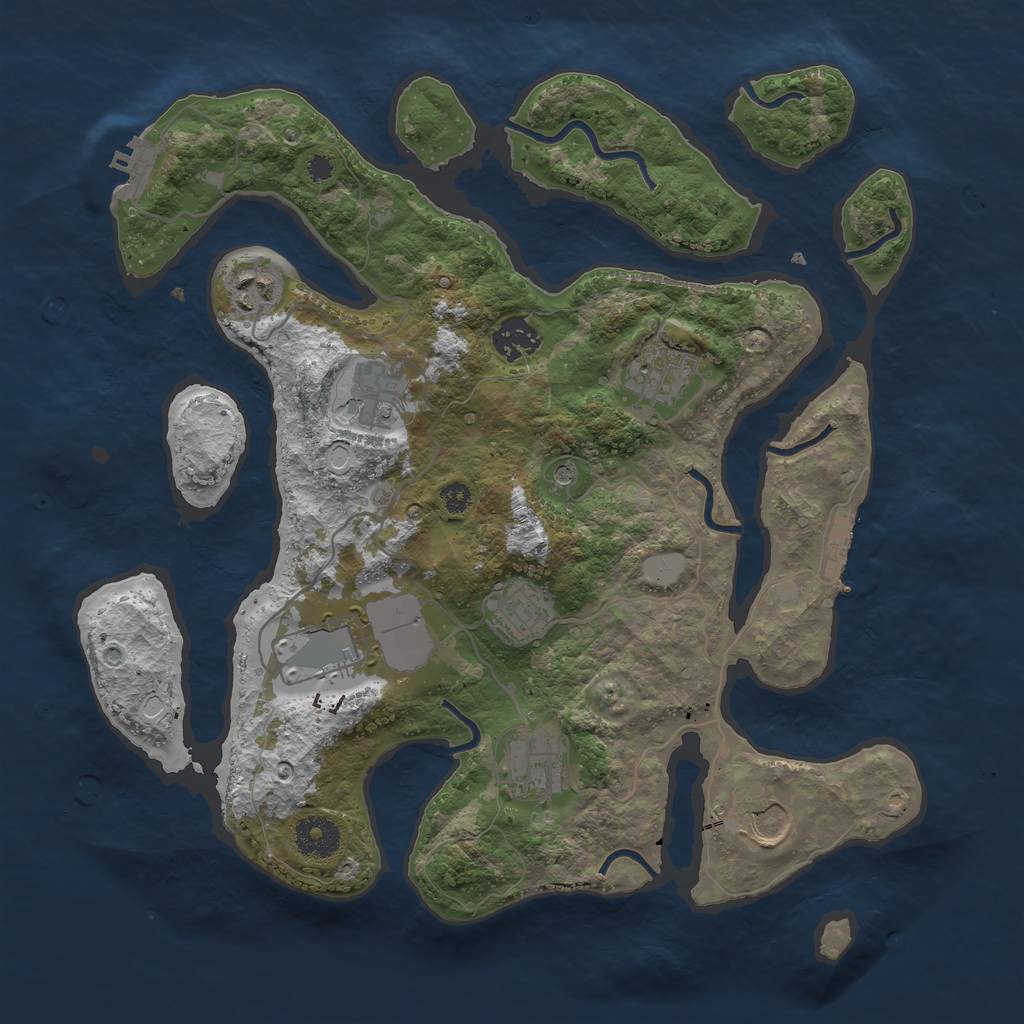 Rust Map: Procedural Map, Size: 3500, Seed: 1520932771, 16 Monuments