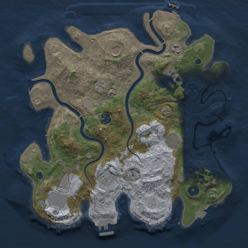 Rust Map: Procedural Map, Size: 3500, Seed: 393292171, 14 Monuments