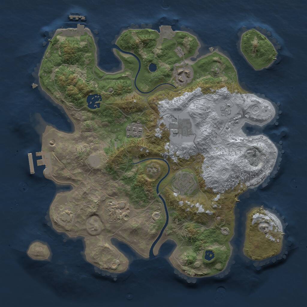 Rust Map: Procedural Map, Size: 3000, Seed: 1263779474, 11 Monuments