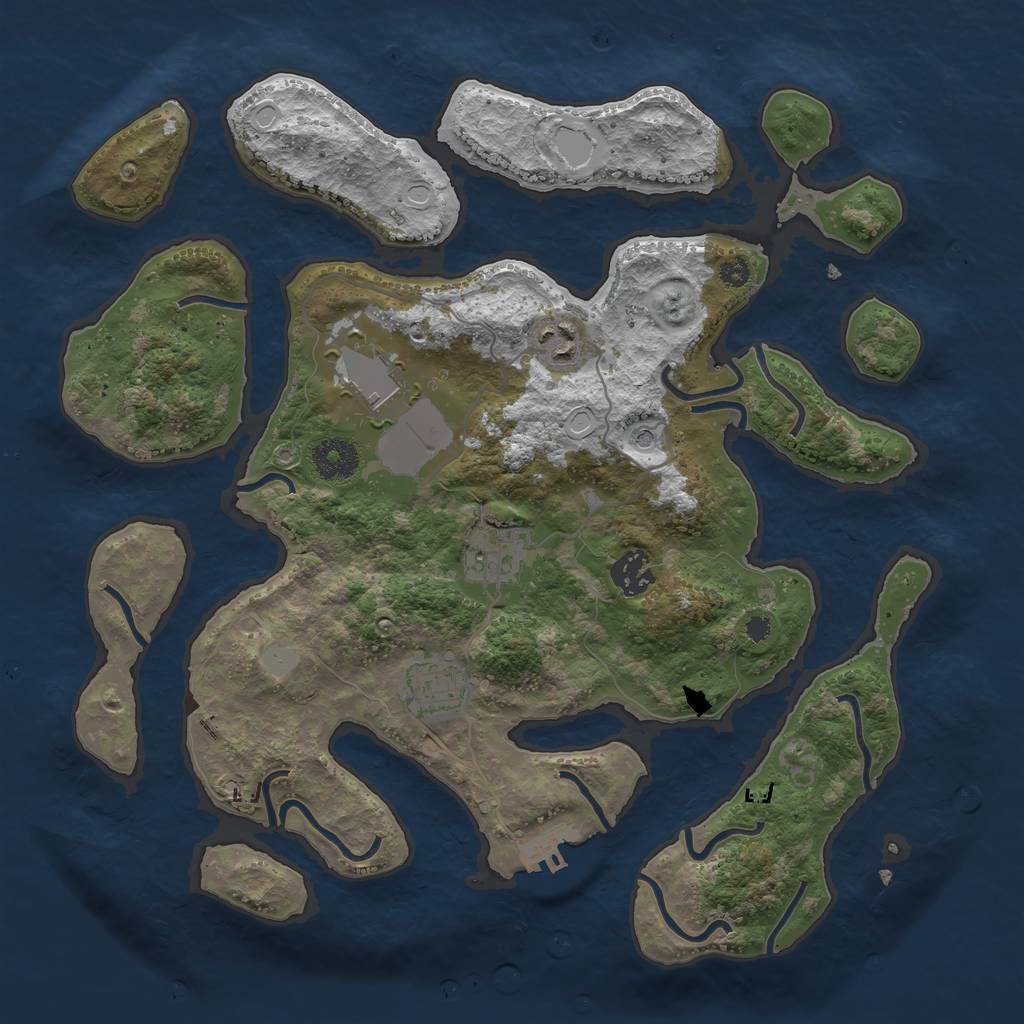 Rust Map: Procedural Map, Size: 3500, Seed: 1630875868, 12 Monuments