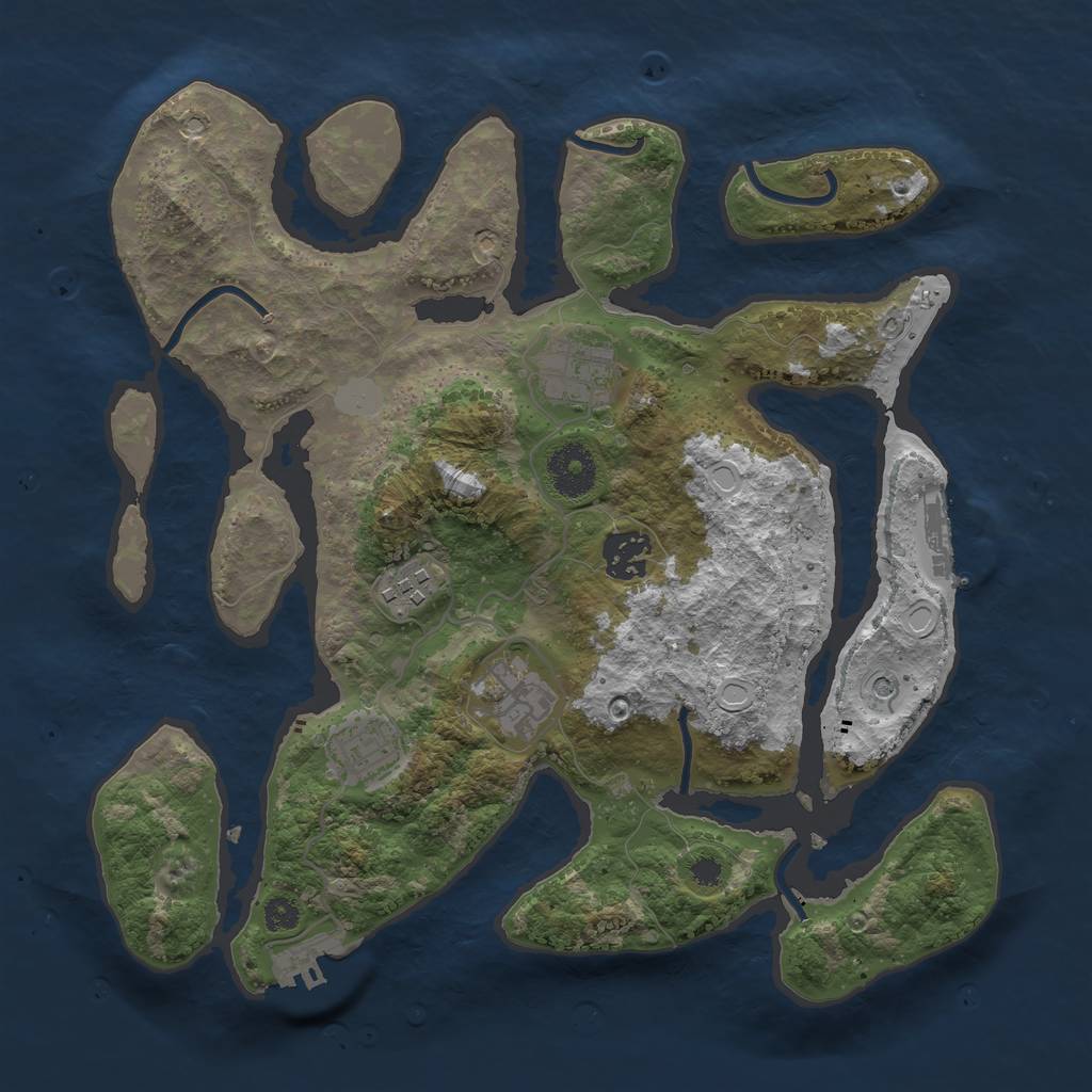 Rust Map: Procedural Map, Size: 3250, Seed: 4262882, 13 Monuments