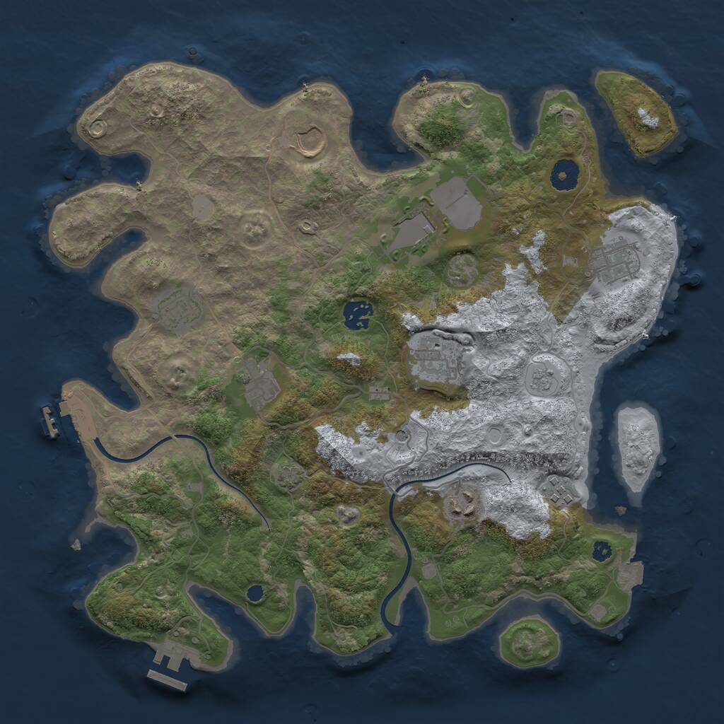 Rust Map: Procedural Map, Size: 3600, Seed: 40375142, 15 Monuments
