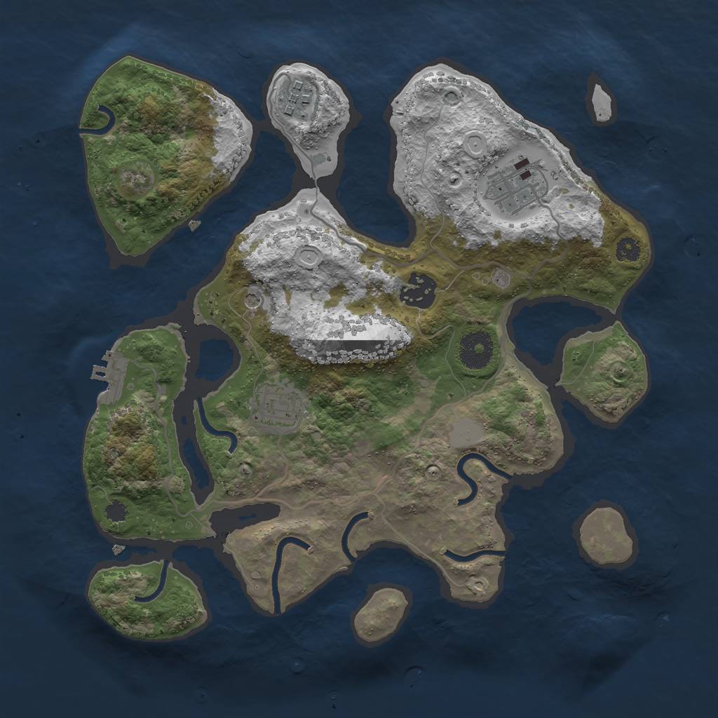 Rust Map: Procedural Map, Size: 3000, Seed: 1140102772, 11 Monuments