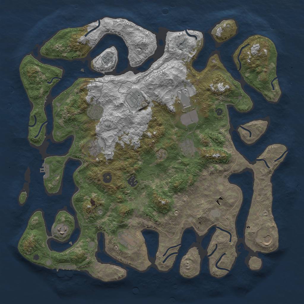 Rust Map: Procedural Map, Size: 4500, Seed: 1298480651, 18 Monuments