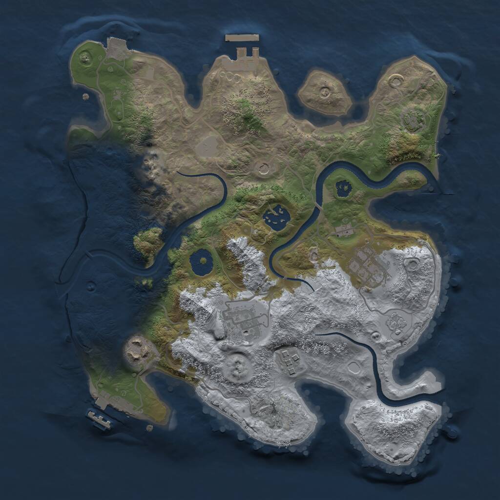 Rust Map: Procedural Map, Size: 3000, Seed: 34671, 11 Monuments