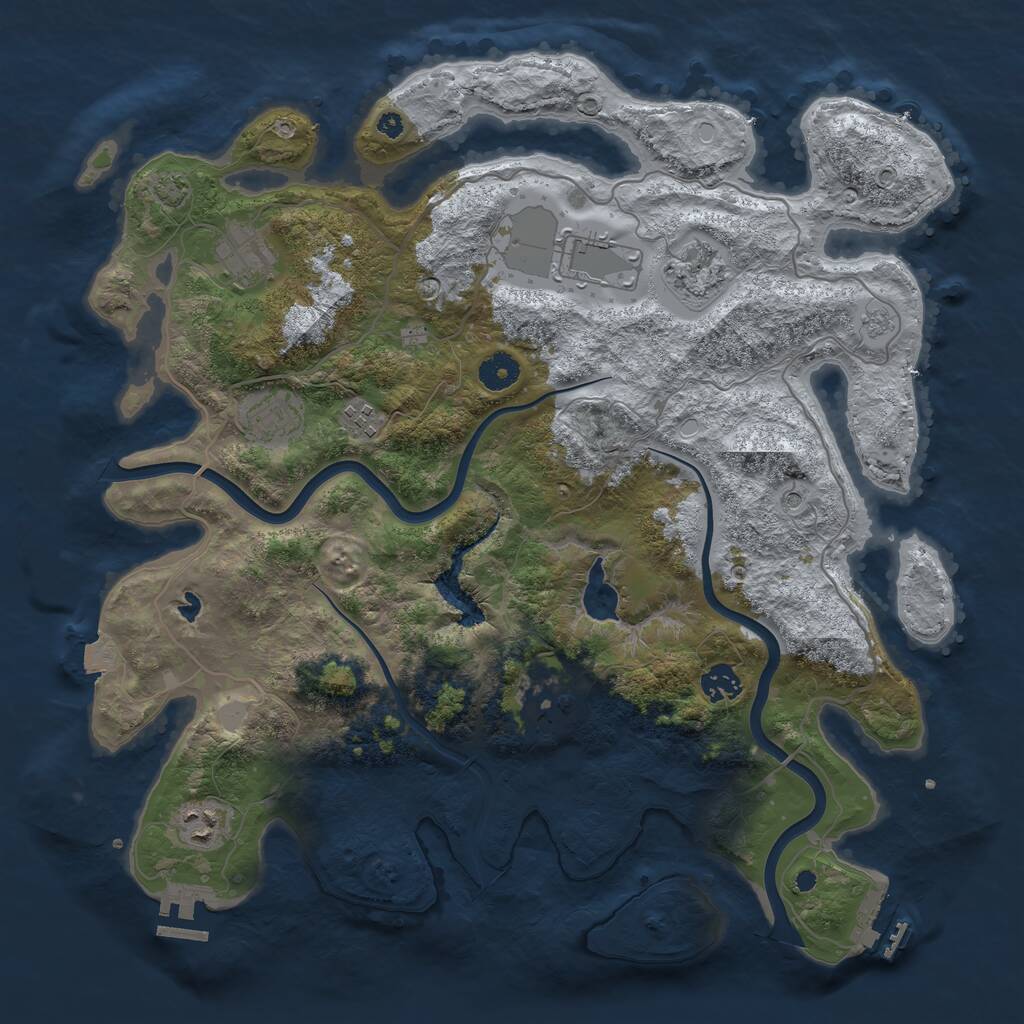 Rust Map: Procedural Map, Size: 4000, Seed: 672170901, 14 Monuments
