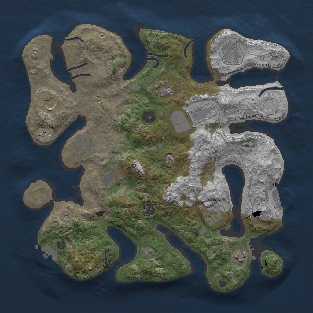 Rust Map: Procedural Map, Size: 3700, Seed: 1599946058, 18 Monuments