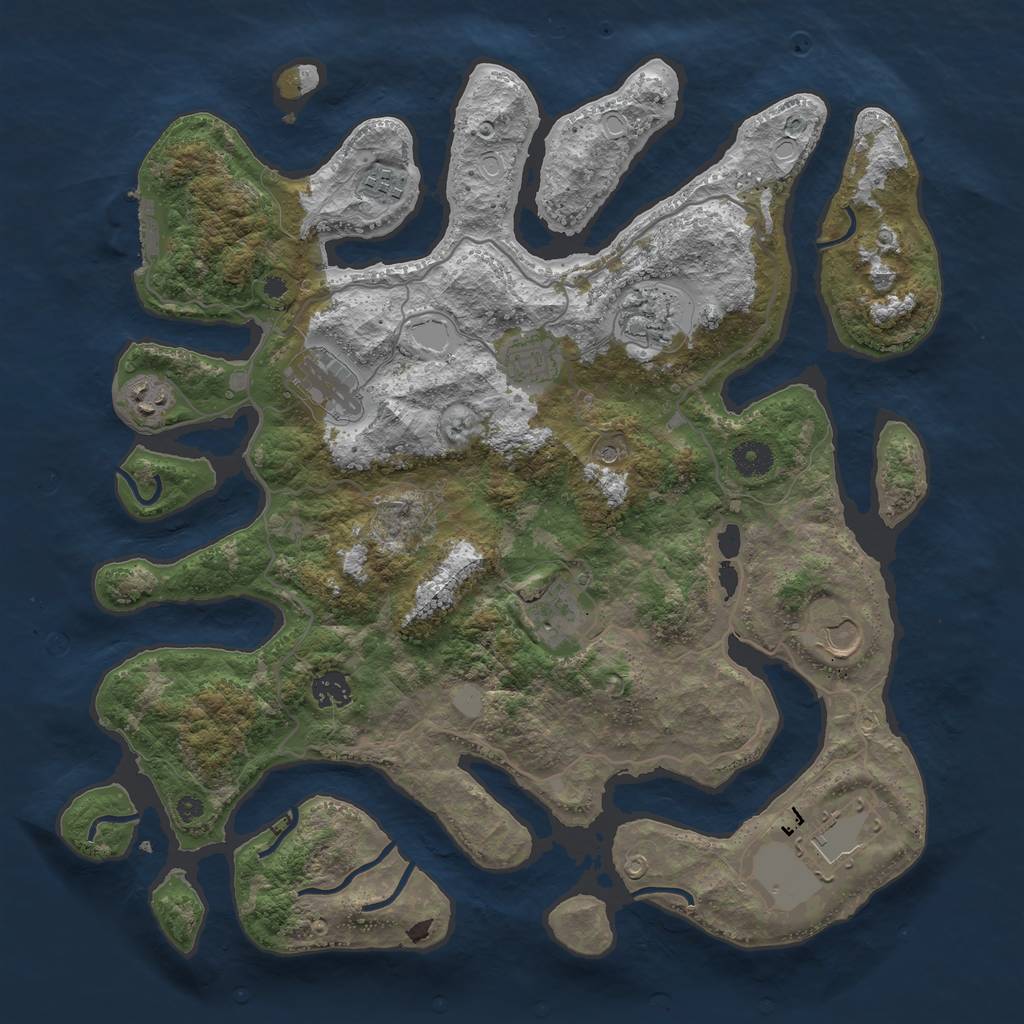 Rust Map: Procedural Map, Size: 4000, Seed: 233420, 16 Monuments