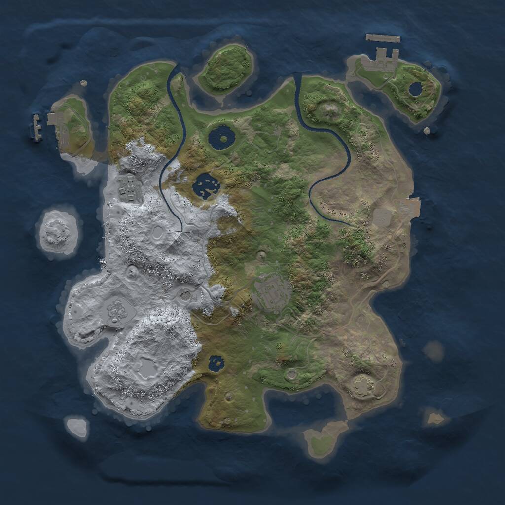 Rust Map: Procedural Map, Size: 3000, Seed: 838487996, 9 Monuments