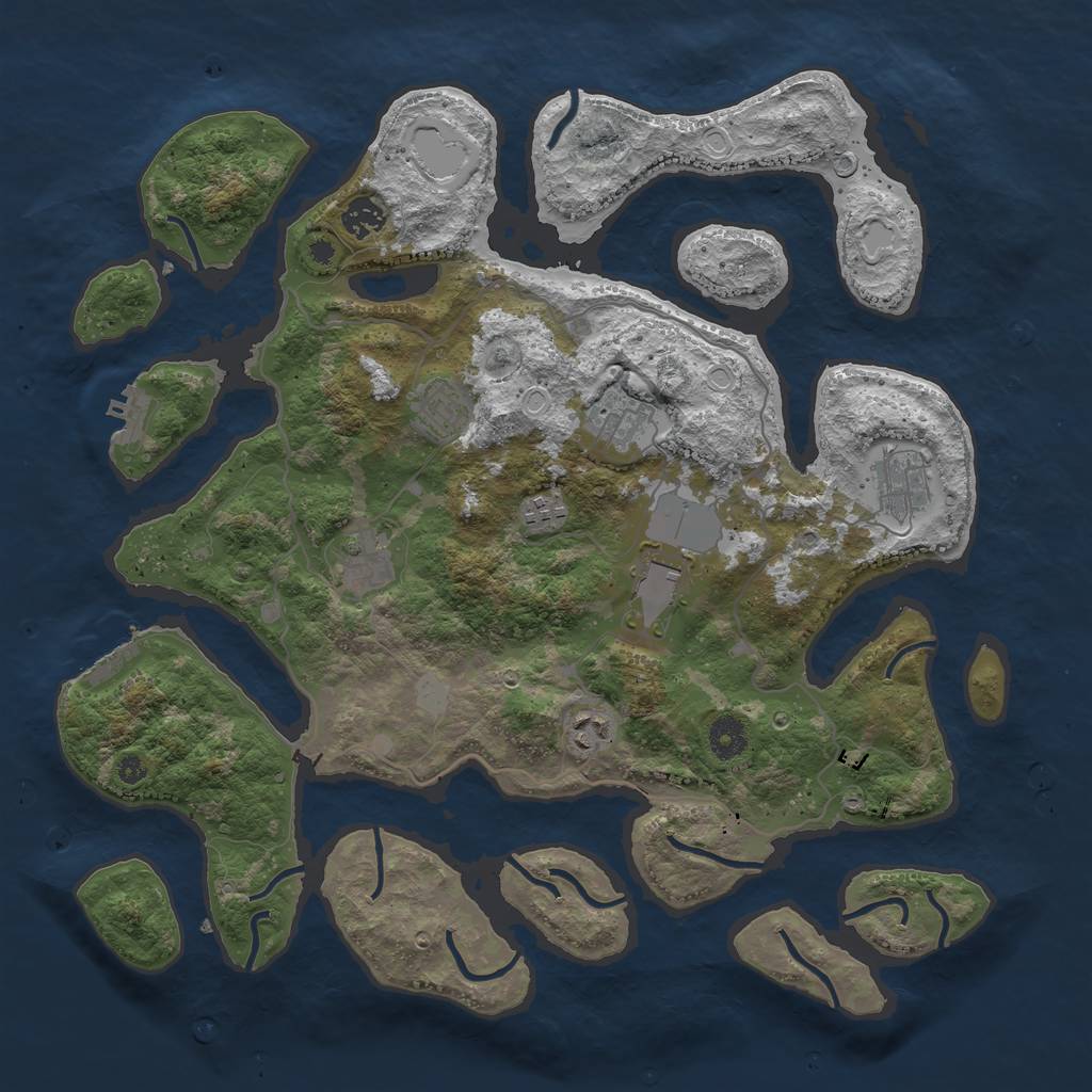 Rust Map: Procedural Map, Size: 4000, Seed: 453275, 15 Monuments