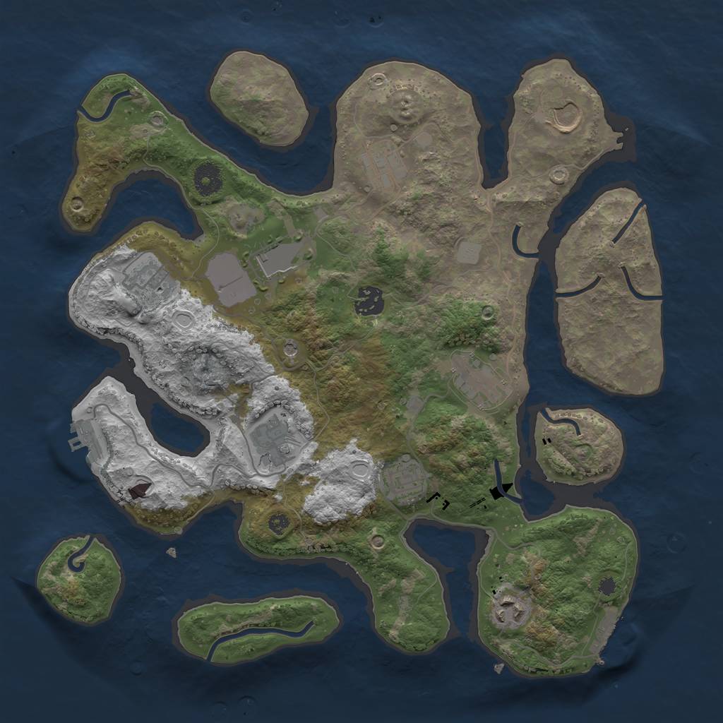 Rust Map: Procedural Map, Size: 3550, Seed: 683785, 17 Monuments