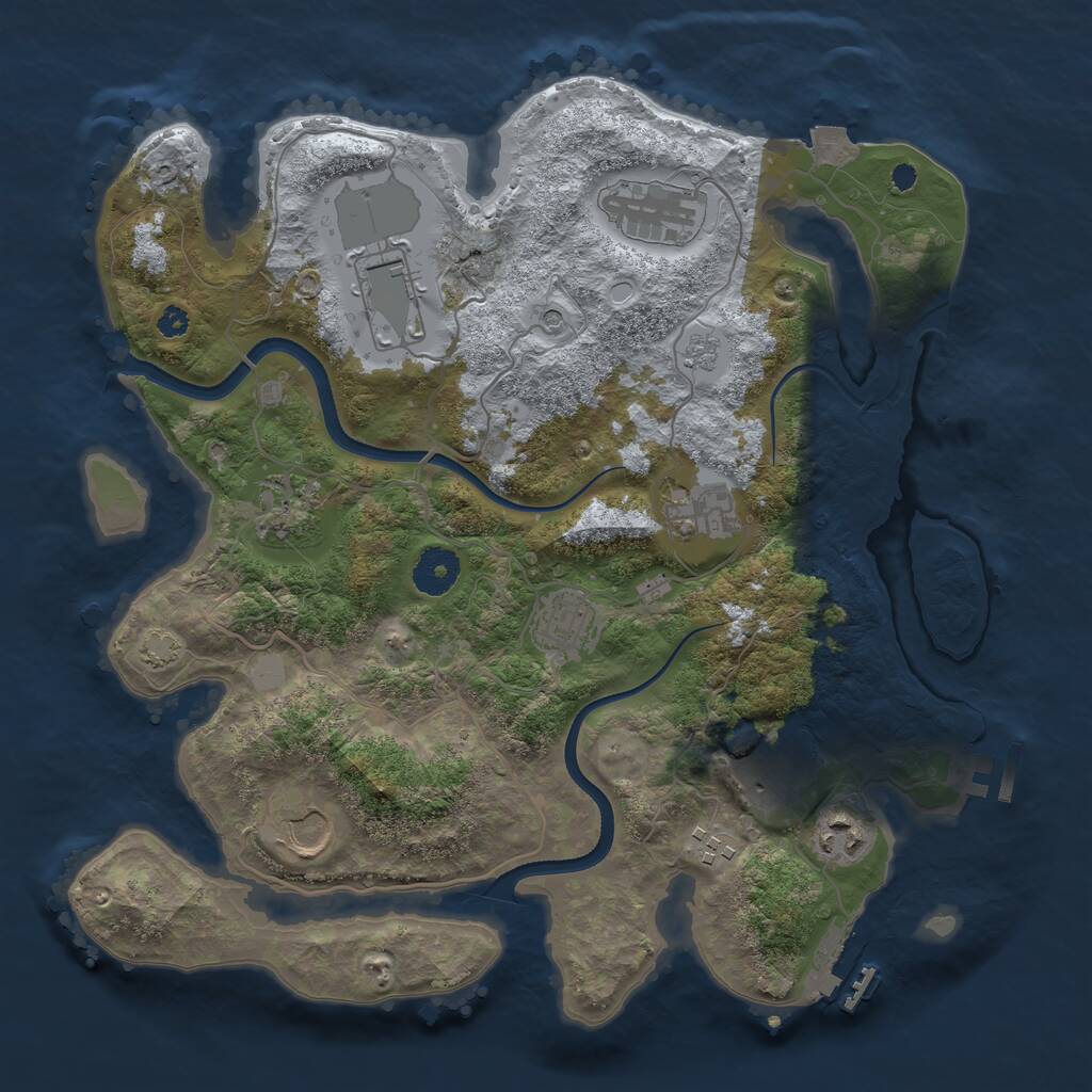 Rust Map: Procedural Map, Size: 3500, Seed: 844080640, 15 Monuments