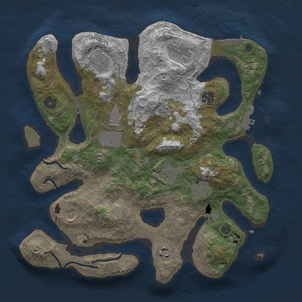 Rust Map: Procedural Map, Size: 3500, Seed: 844080640, 17 Monuments