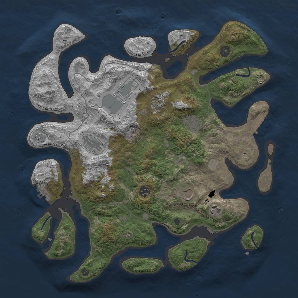 Rust Map: Procedural Map, Size: 4000, Seed: 366137, 16 Monuments