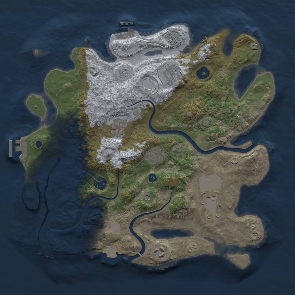 Rust Map: Procedural Map, Size: 3550, Seed: 427517, 13 Monuments