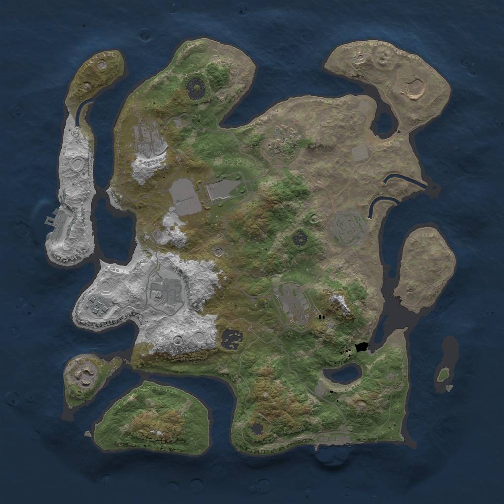 Rust Map: Procedural Map, Size: 3550, Seed: 343097, 18 Monuments