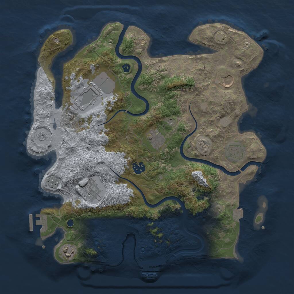 Rust Map: Procedural Map, Size: 3550, Seed: 343097, 14 Monuments