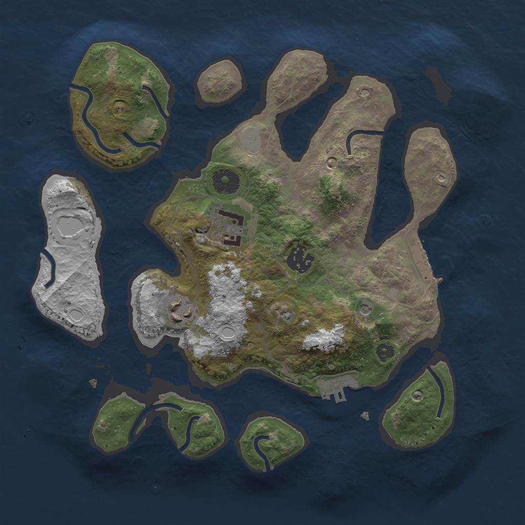 Rust Map: Procedural Map, Size: 3000, Seed: 24734353, 11 Monuments