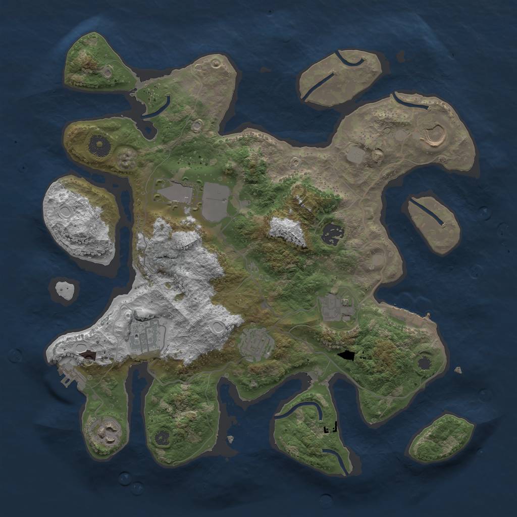 Rust Map: Procedural Map, Size: 3550, Seed: 454817, 14 Monuments