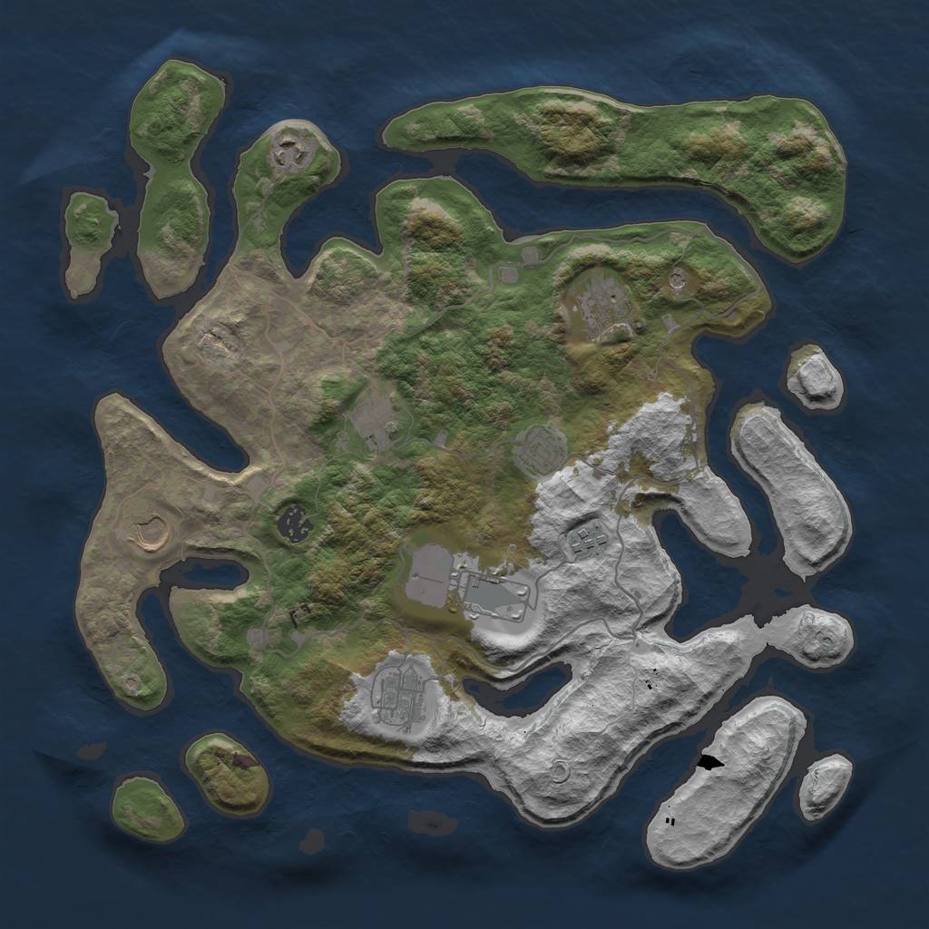Rust Map: Barren, Size: 4000, Seed: 567336723, 12 Monuments