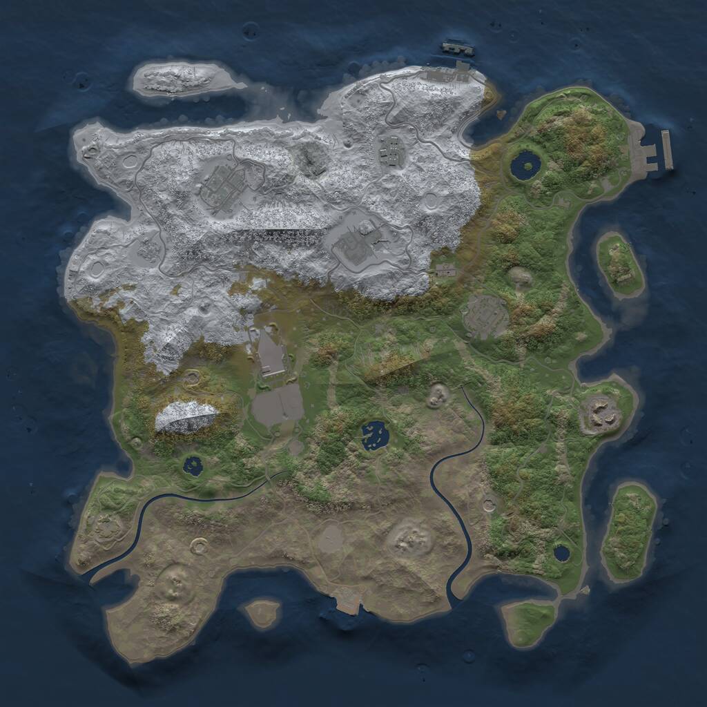Rust Map: Procedural Map, Size: 3650, Seed: 978987667, 13 Monuments