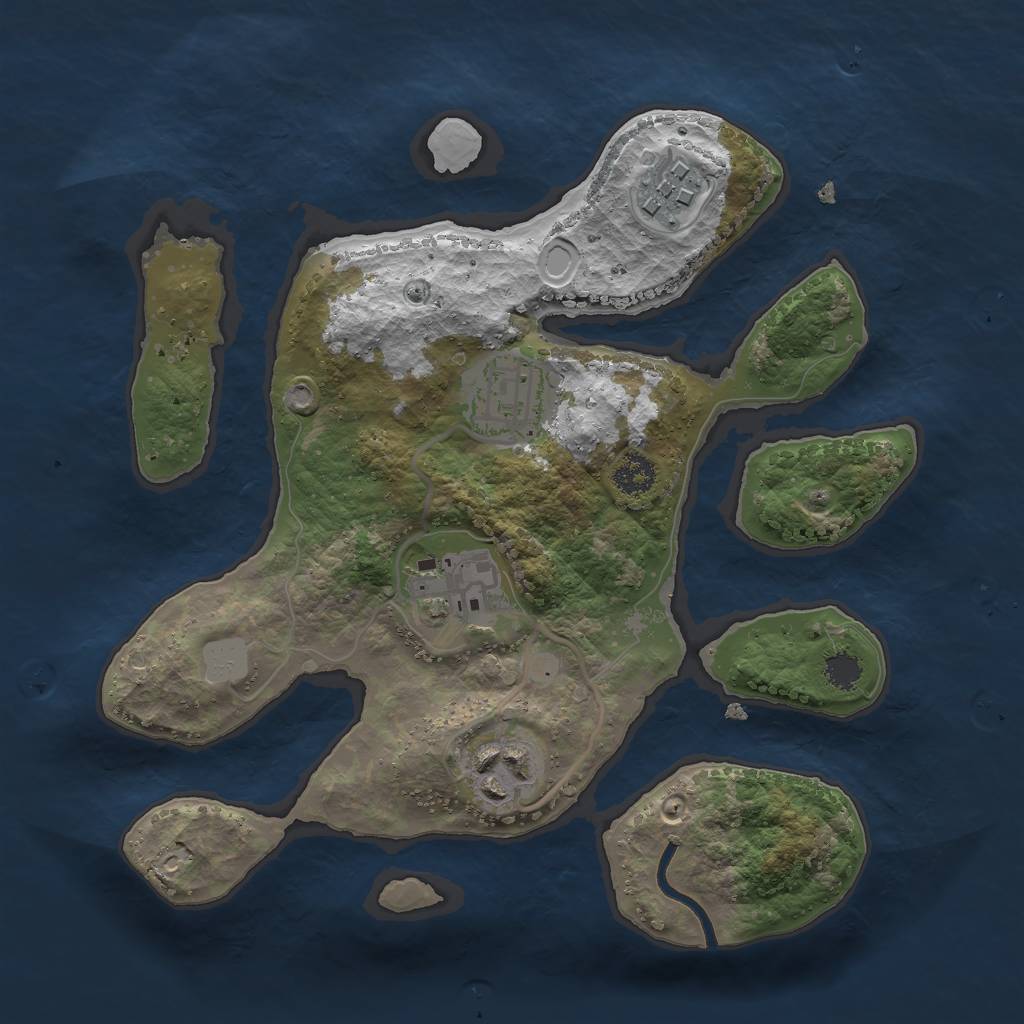 Rust Map: Procedural Map, Size: 2500, Seed: 824, 9 Monuments