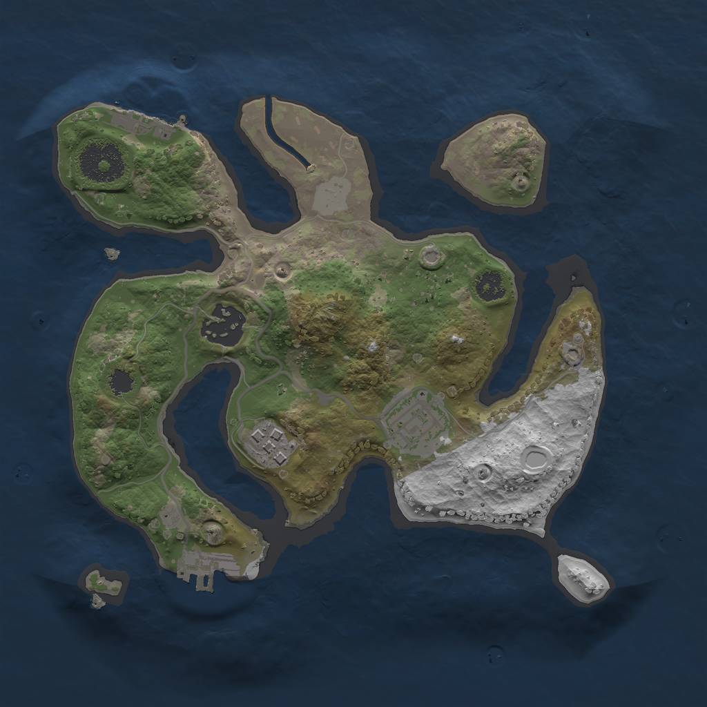 Rust Map: Procedural Map, Size: 2500, Seed: 1578842559, 10 Monuments