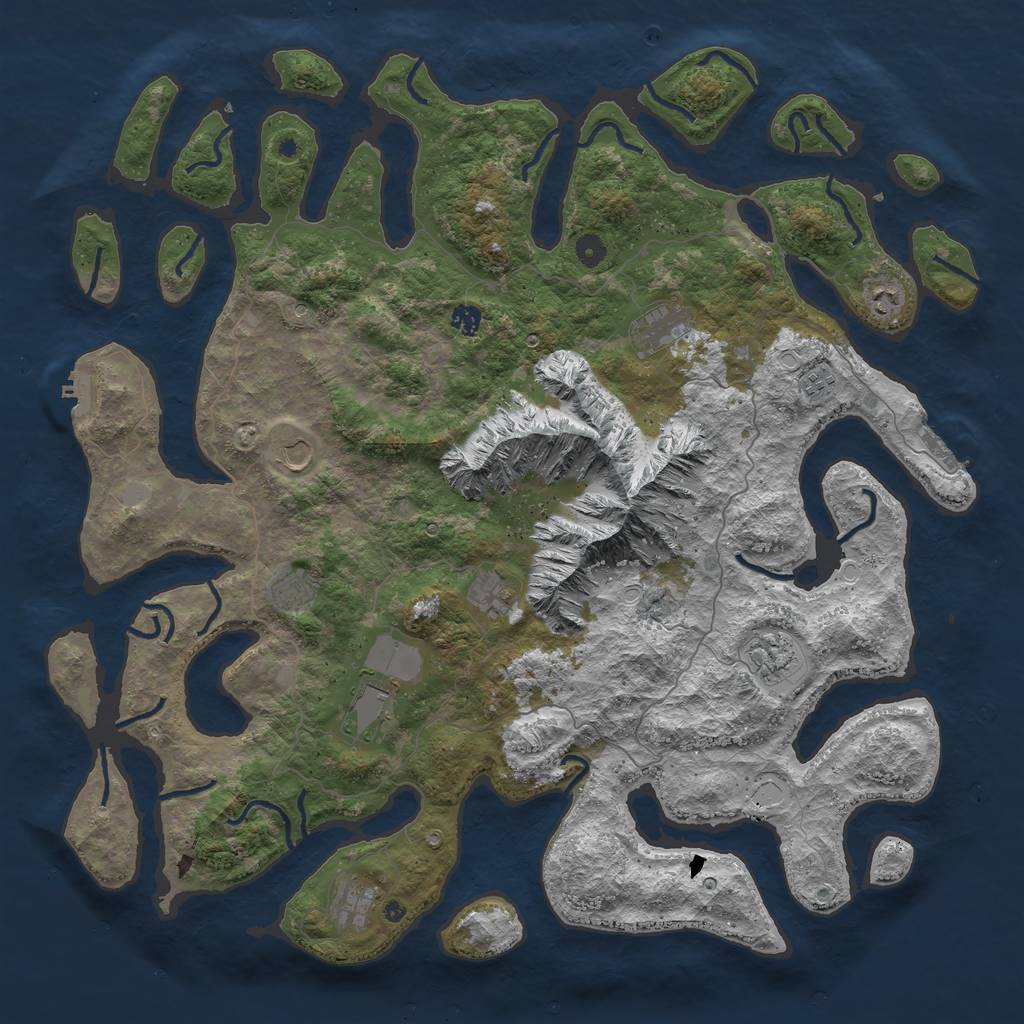 Rust Map: Procedural Map, Size: 5000, Seed: 2072782387, 18 Monuments