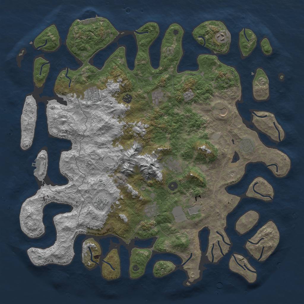 Rust Map: Procedural Map, Size: 5000, Seed: 30091990, 19 Monuments