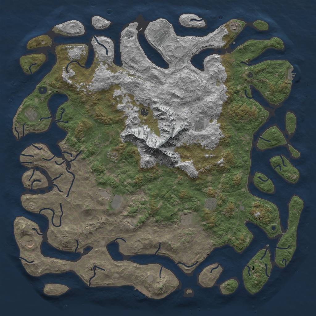 Rust Map: Procedural Map, Size: 6000, Seed: 1735459572, 19 Monuments