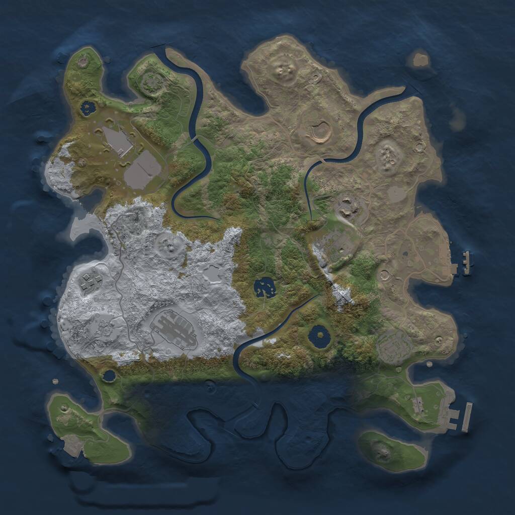 Rust Map: Procedural Map, Size: 3500, Seed: 456523, 14 Monuments