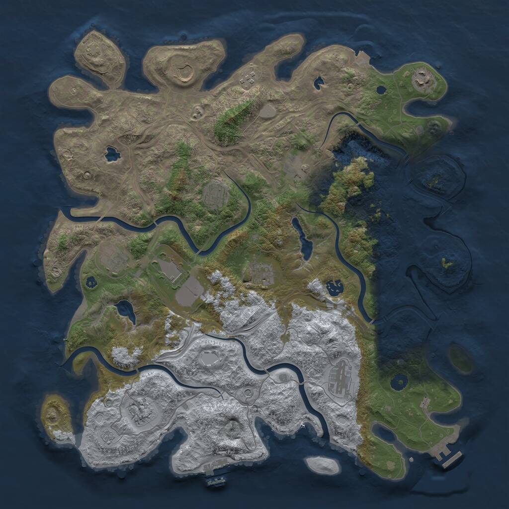 Rust Map: Procedural Map, Size: 4500, Seed: 36473797, 17 Monuments