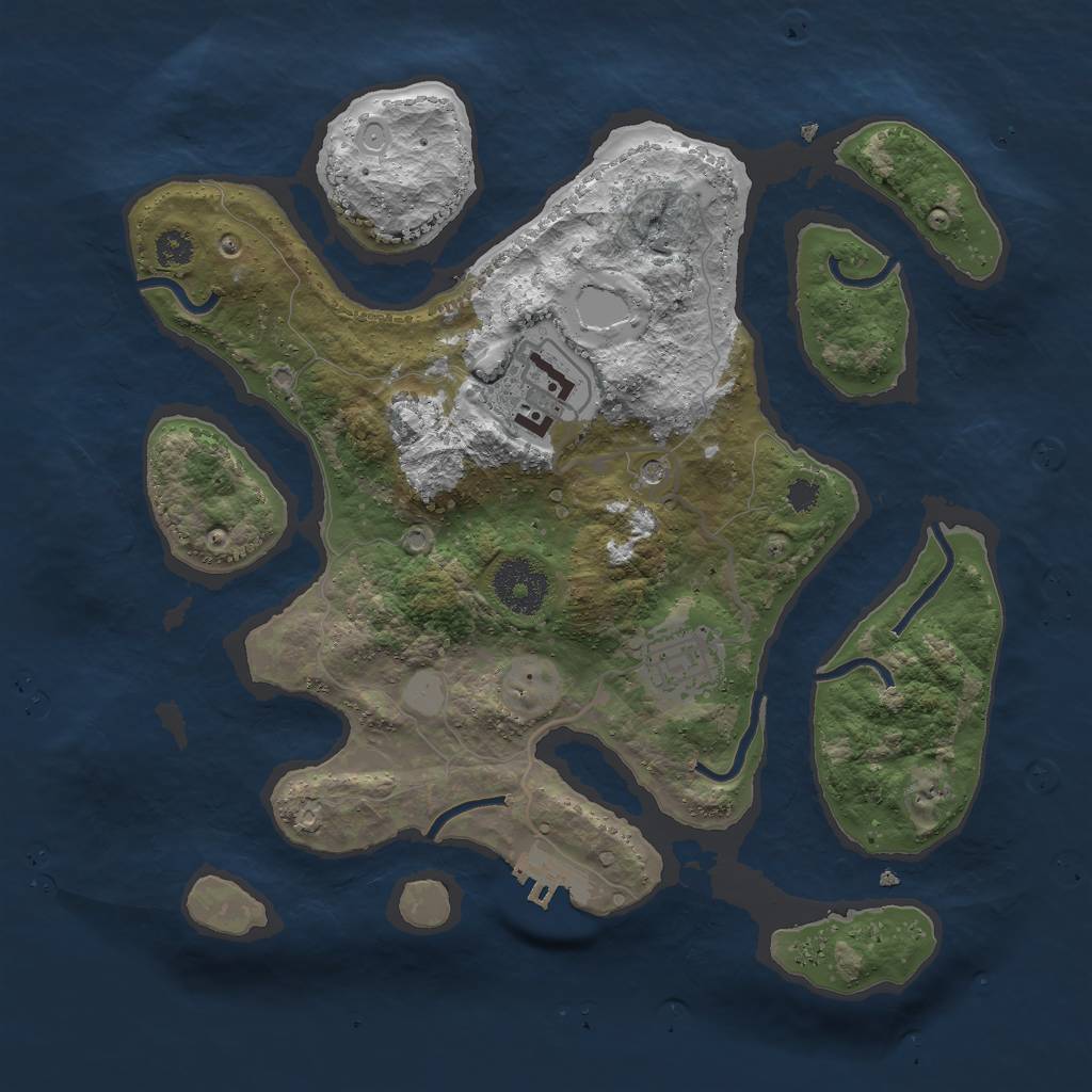 Rust Map: Procedural Map, Size: 3000, Seed: 347648519, 9 Monuments