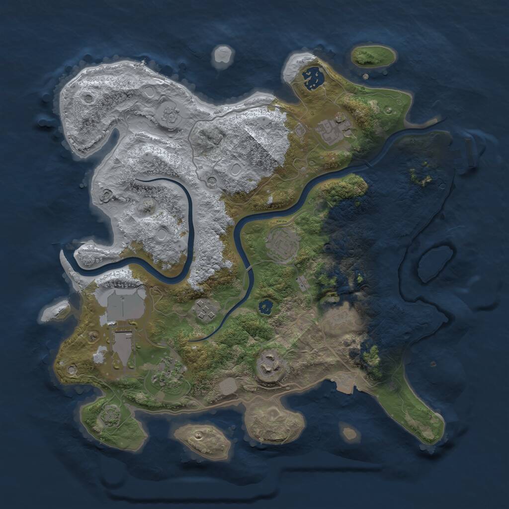 Rust Map: Procedural Map, Size: 3500, Seed: 3508, 13 Monuments