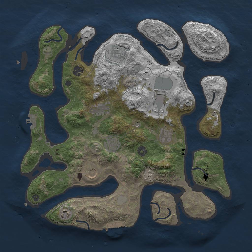 Rust Map: Procedural Map, Size: 3700, Seed: 394603670, 17 Monuments