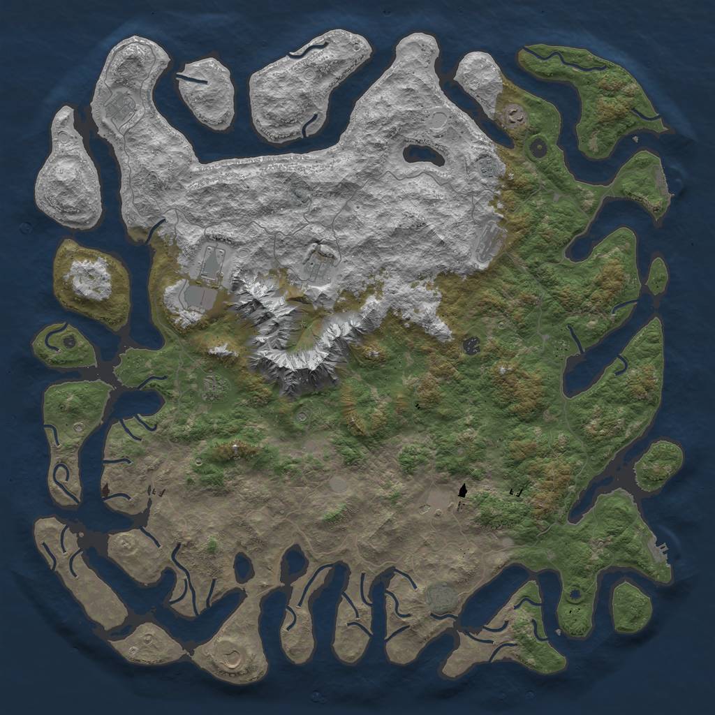 Rust Map: Procedural Map, Size: 6000, Seed: 5432, 19 Monuments