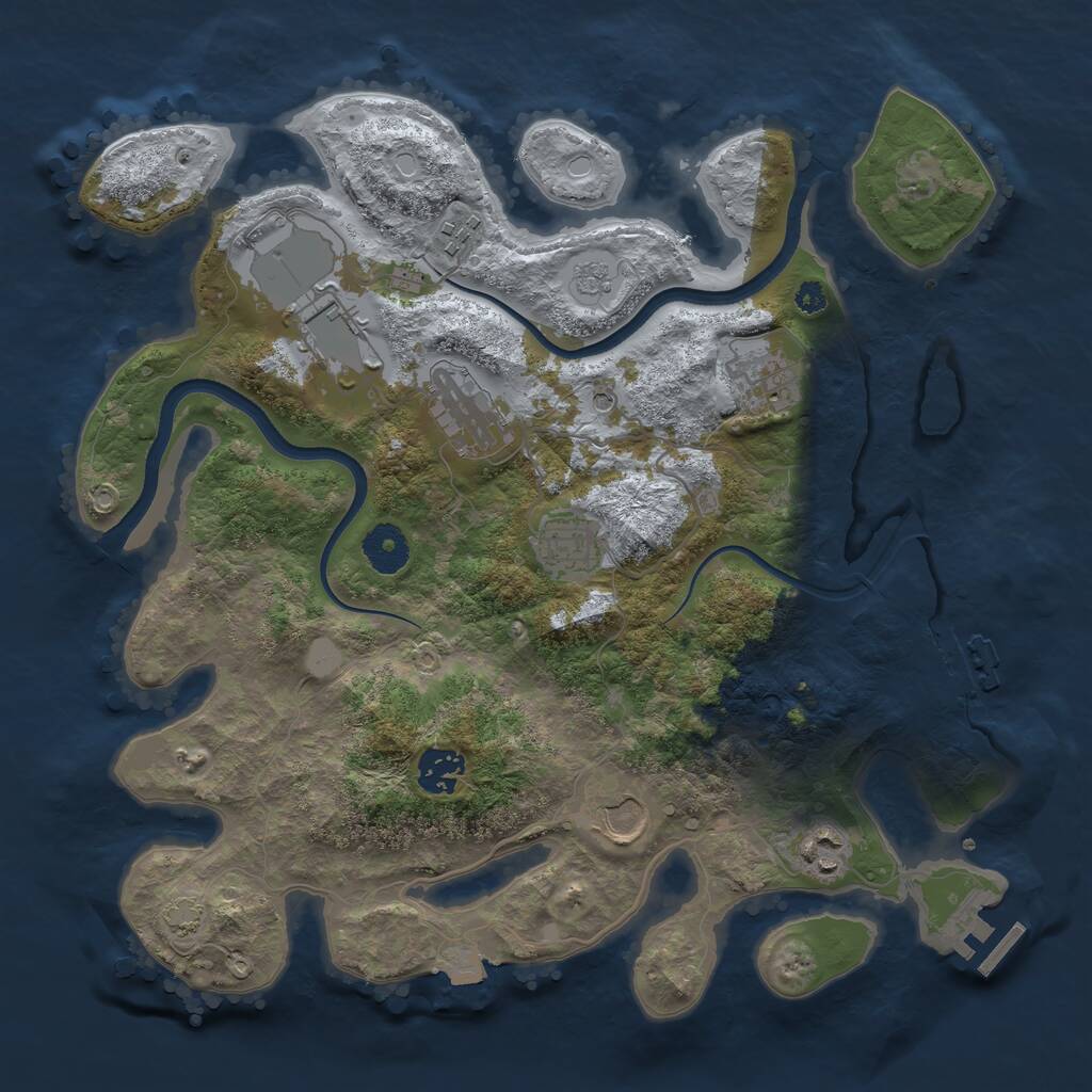 Rust Map: Procedural Map, Size: 3500, Seed: 563100781, 14 Monuments