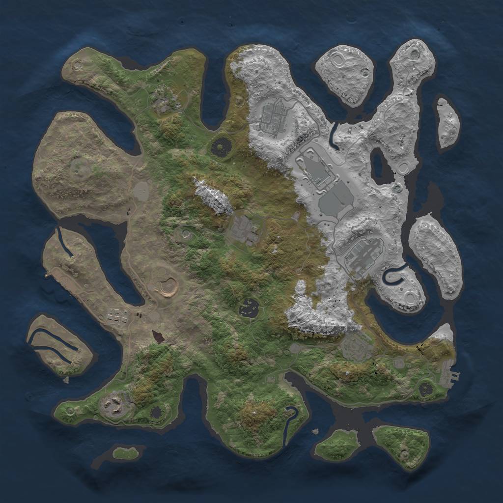 Rust Map: Procedural Map, Size: 3800, Seed: 1848696422, 18 Monuments