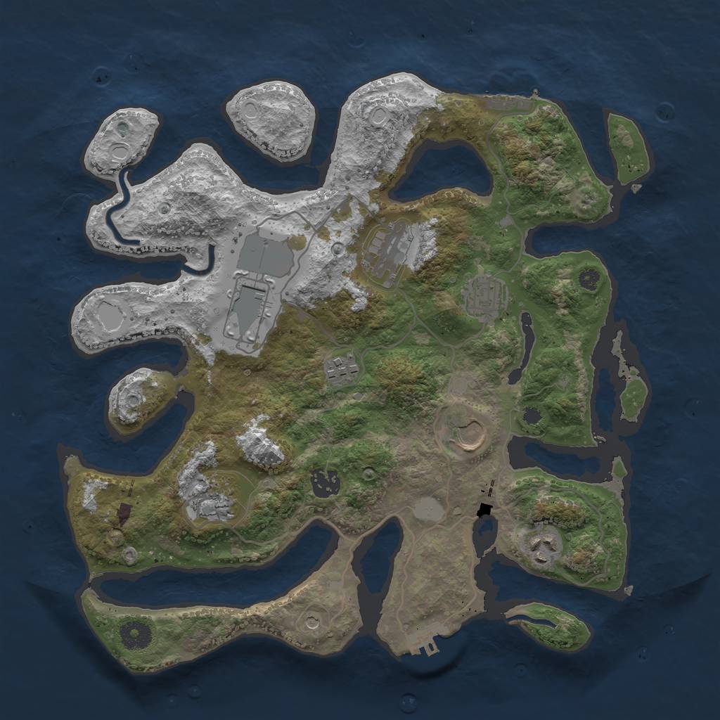 Rust Map: Procedural Map, Size: 3550, Seed: 930210, 16 Monuments