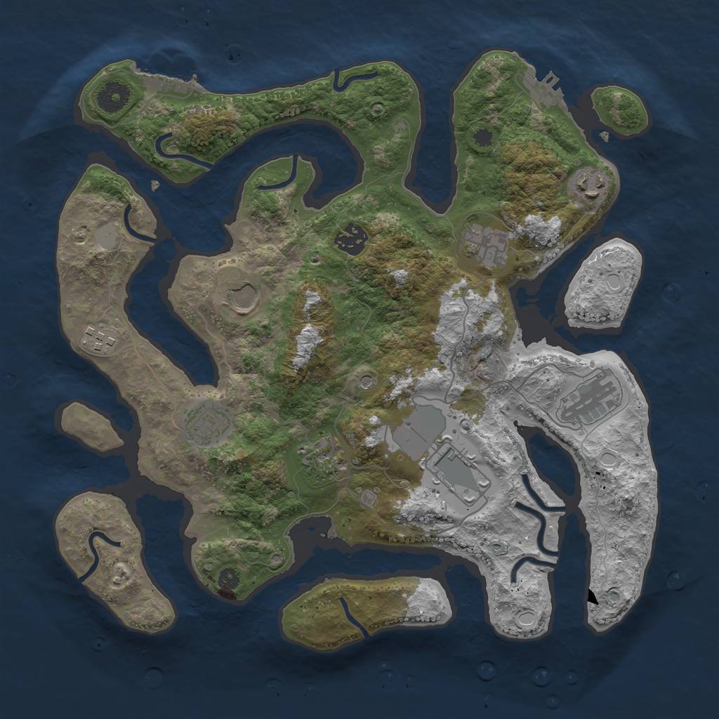 Rust Map: Procedural Map, Size: 3500, Seed: 700666853, 17 Monuments