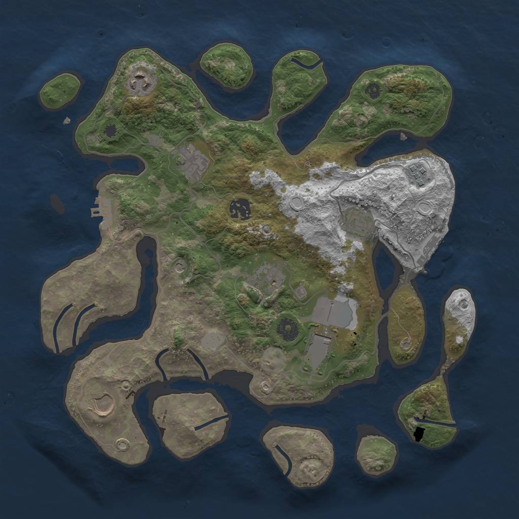 Rust Map: Procedural Map, Size: 3500, Seed: 1870744386, 16 Monuments