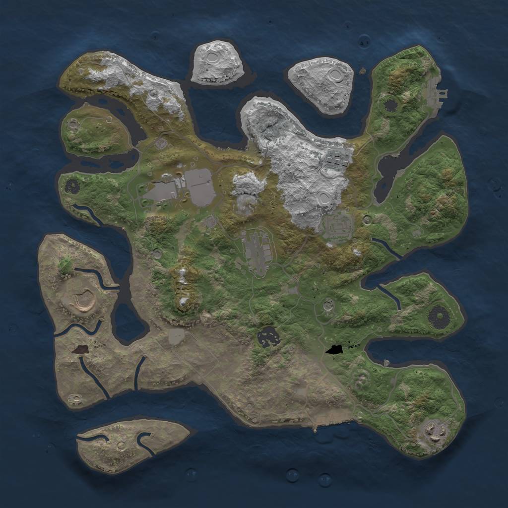 Rust Map: Procedural Map, Size: 3500, Seed: 1735459572, 15 Monuments