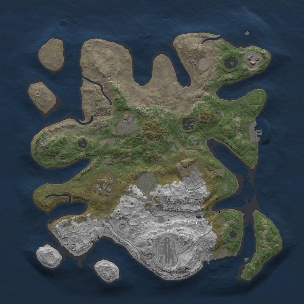 Rust Map: Procedural Map, Size: 3465, Seed: 3241, 15 Monuments