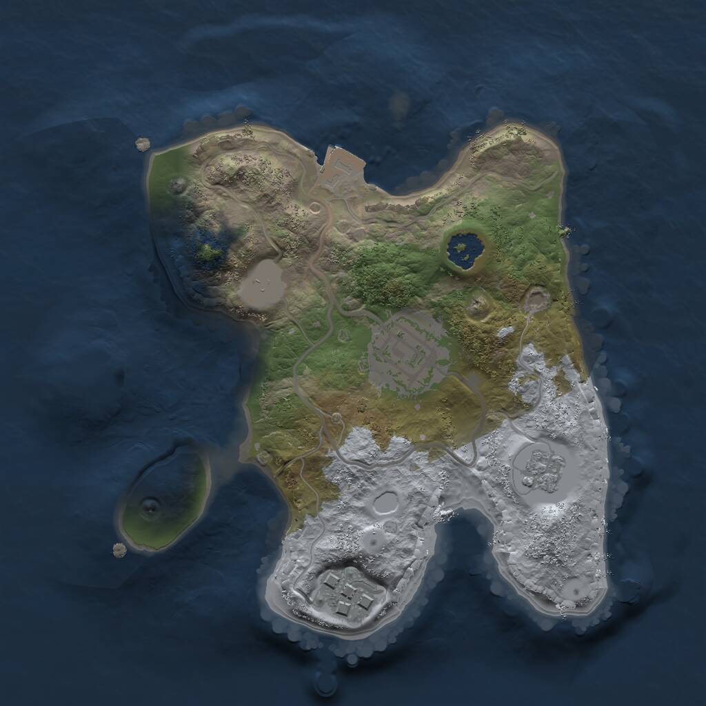 Rust Map: Procedural Map, Size: 2000, Seed: 1748, 4 Monuments