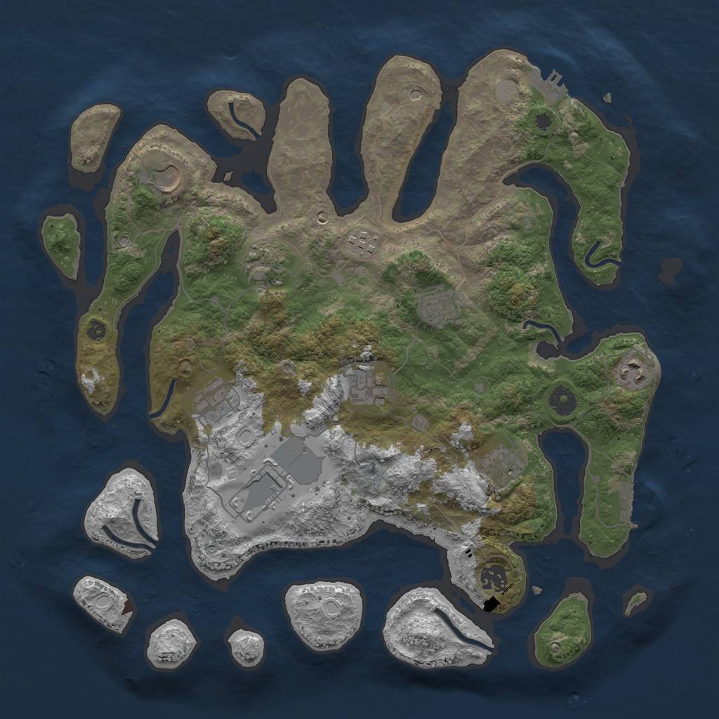 Rust Map: Procedural Map, Size: 3897, Seed: 1871, 18 Monuments