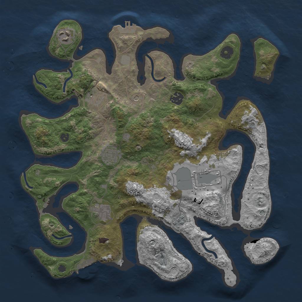 Rust Map: Procedural Map, Size: 3550, Seed: 17255, 15 Monuments