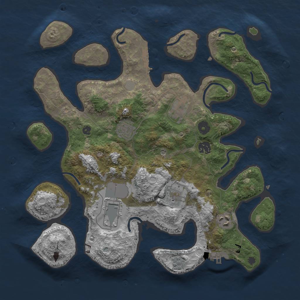 Rust Map: Procedural Map, Size: 3550, Seed: 398050, 15 Monuments