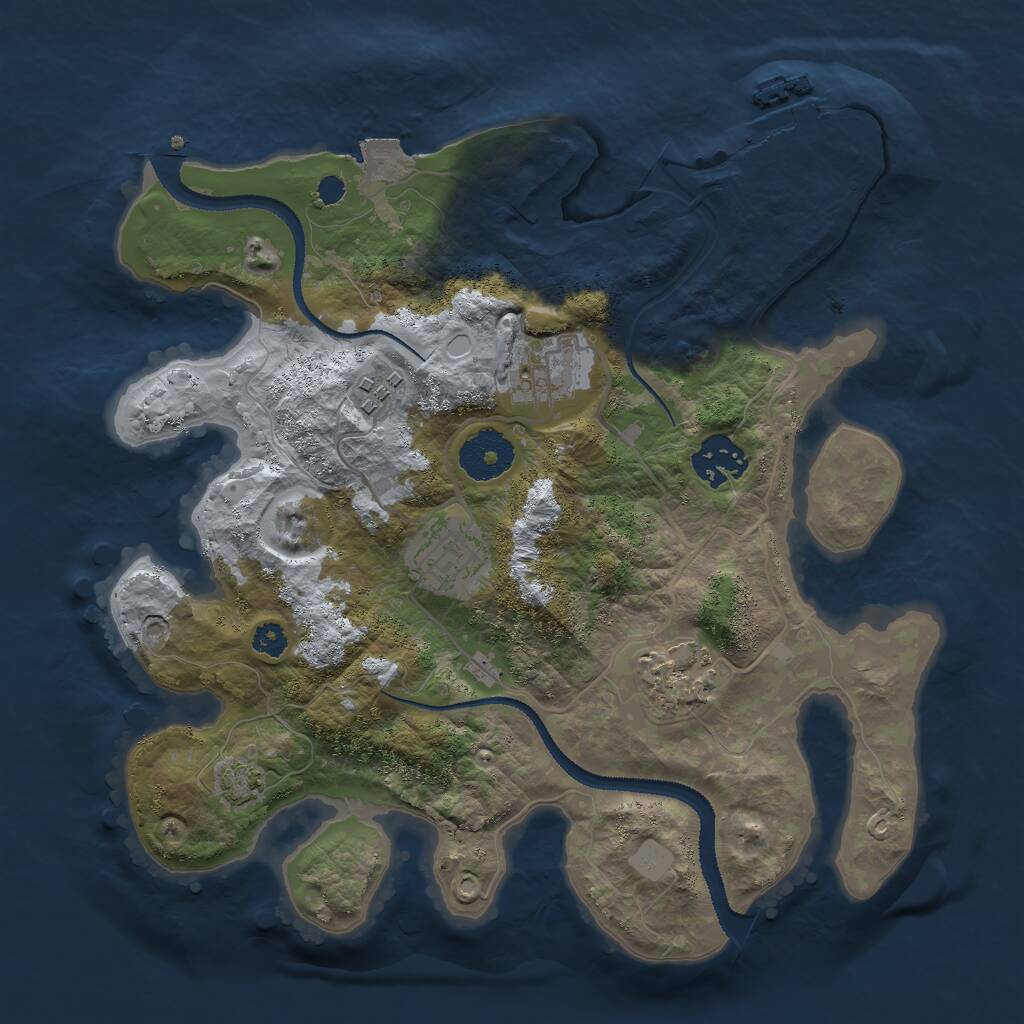 Rust Map: Procedural Map, Size: 3000, Seed: 523378157, 8 Monuments