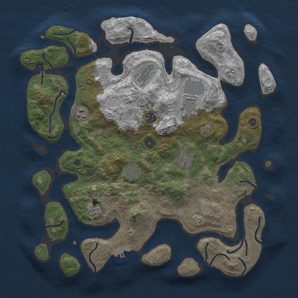Rust Map: Procedural Map, Size: 4000, Seed: 232990156, 14 Monuments