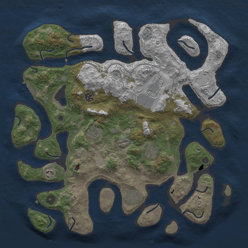 Rust Map: Procedural Map, Size: 4000, Seed: 695249, 14 Monuments